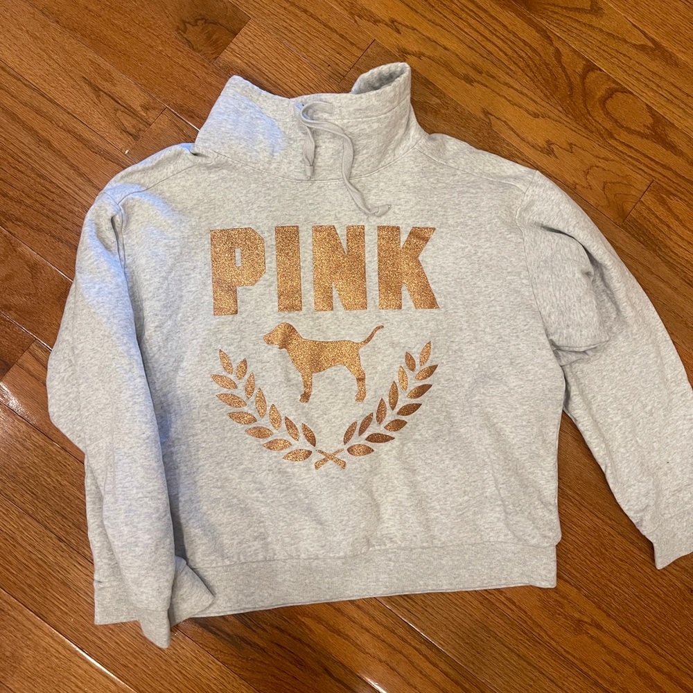 Victoria's Secret PINK Everyday Lounge Cowl Neck Pullover Sweatshirt XL Gray